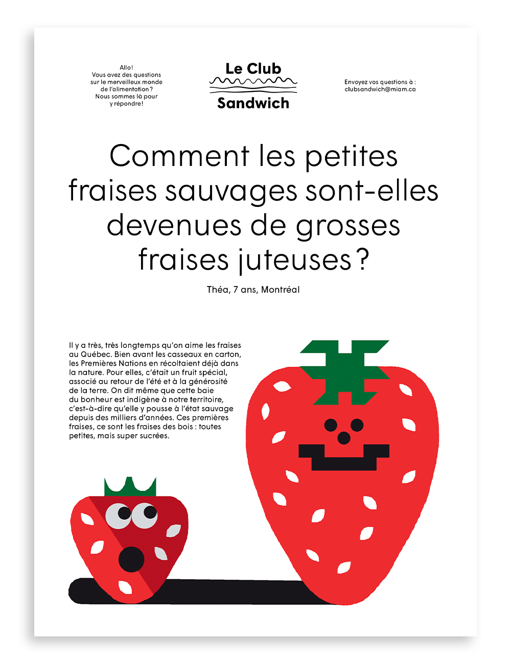 Question d'enfant « Club Sandwich » illustrée par Mathieu Labrecque, magazine Miam no 14 sur la tomate