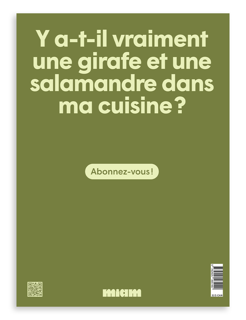 Quatrième de couverture : « Y a-t-il vraiment une girafe et une salamandre dans ma cuisine ? » – Abonnez-vous à Miam