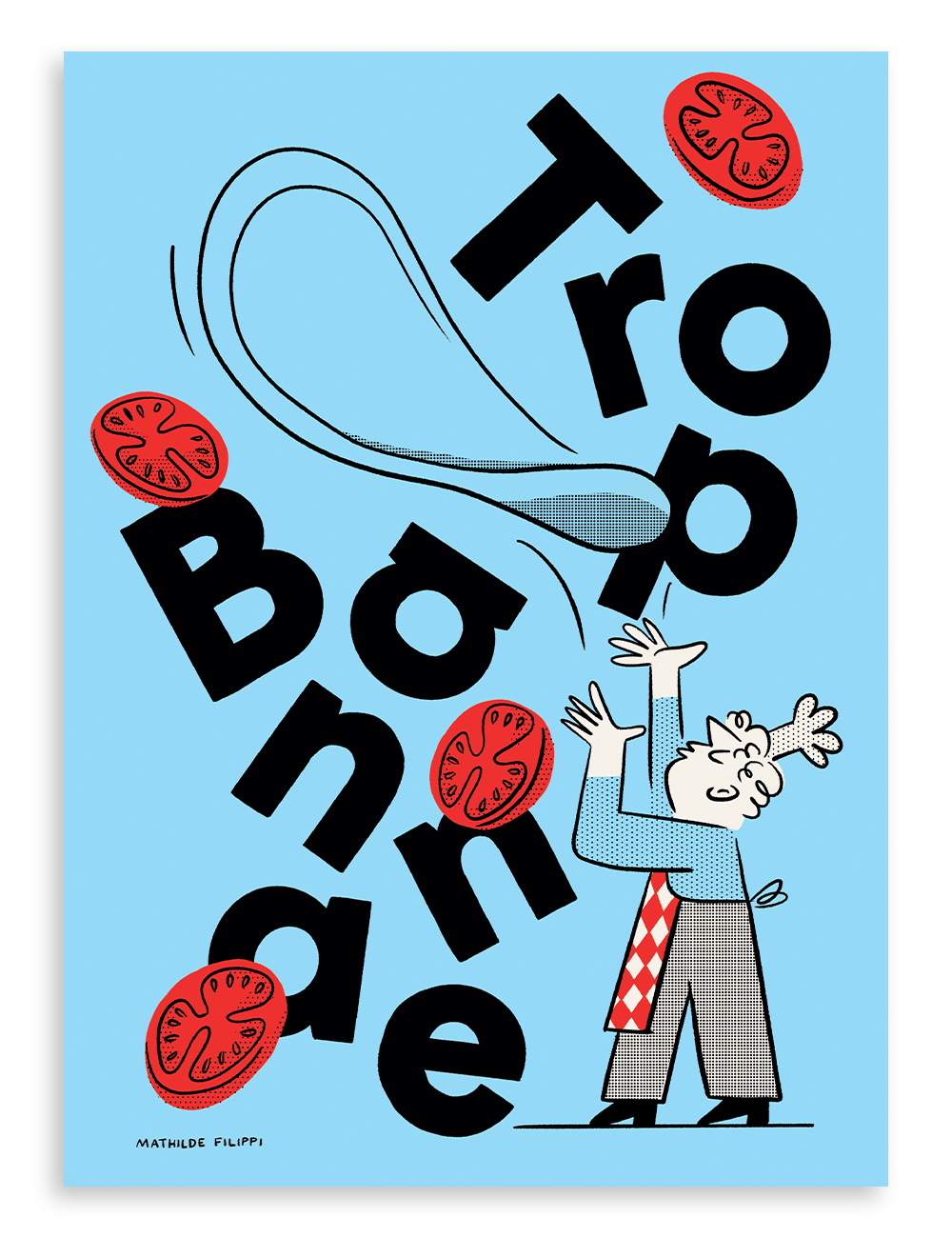 Page-titre de la section de jeux « Trop banane » par Mathilde Filippi, magazine Miam no 14