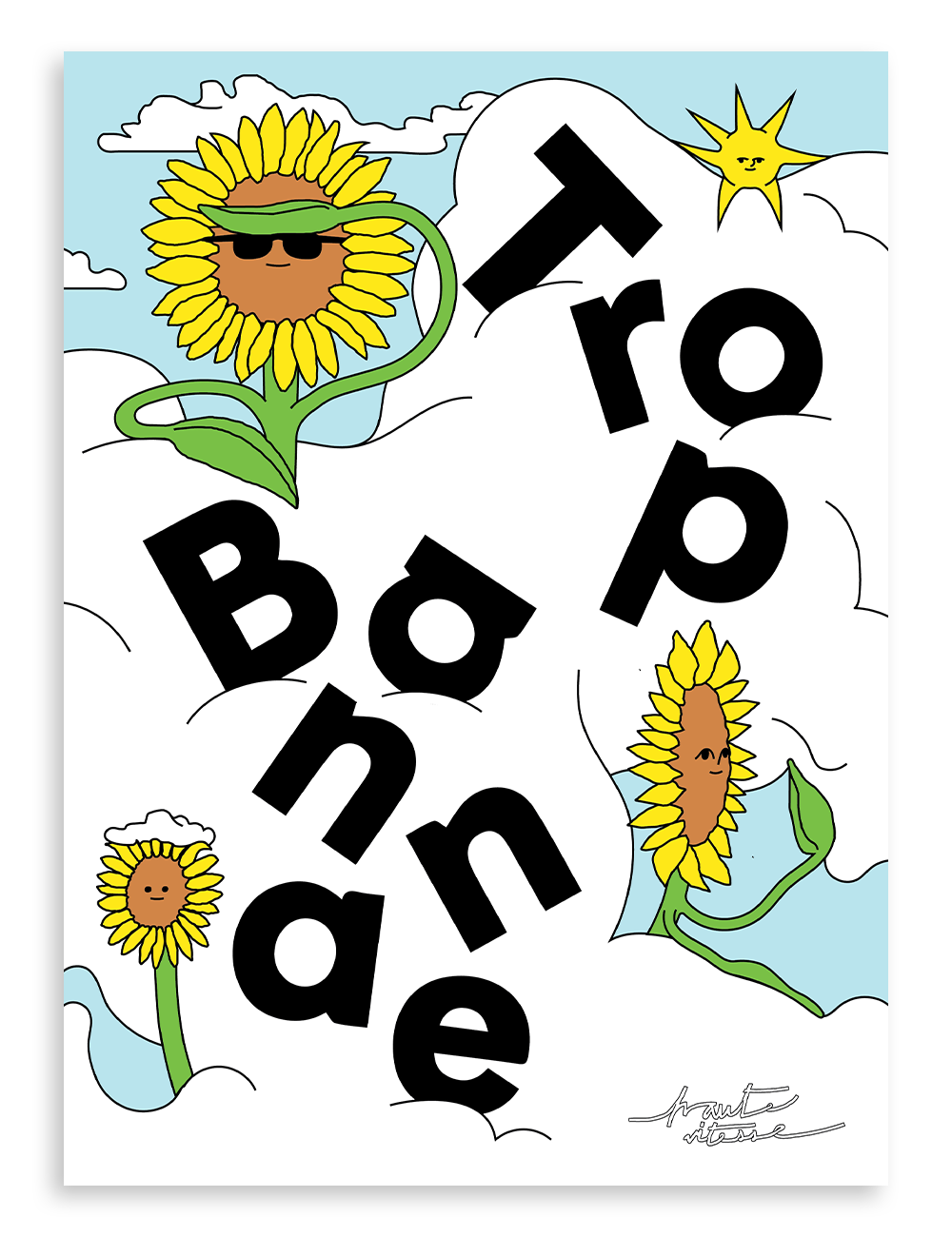Page titre de la section de jeux « Trop banane » par Haute vitesse, magazine Miam no 15