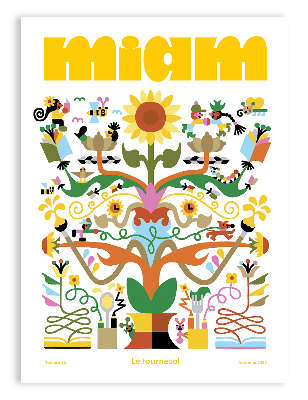 Couverture du magazine jeunesse Miam no 15 sur le tournesol, par Mathieu Labrecque